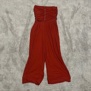 Dusty orange strapless romper! Makes your booty look very good!!